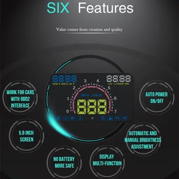 5.8-Inch OBD II Universal Hud Head Up Display Windshield Projector Hud Projector OBD2 EUOBD Car Driving Speed Meter
5.8-Inch OBD II Universal Hud Head Up Display Windshield Projector Hud Projector OBD2 EUOBD Car Driving Speed Meter