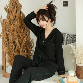 Women Autumn Cotton Black Cartoon Pajamas Long Sleeve Printing Pijama Mujer Personality Casual Loose Two-piece Winter Sleepwear
Women Autumn Cotton Black Cartoon Pajamas Long Sleeve Printing Pijama Mujer Personality Casual Loose Two-piece Winter Sleepwear