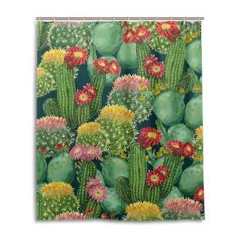 Blooming Cactus Flowers Polyester Fabric Bathroom Curtain with 12 Hooks
Blooming Cactus Flowers Polyester Fabric Bathroom Curtain with 12 Hooks