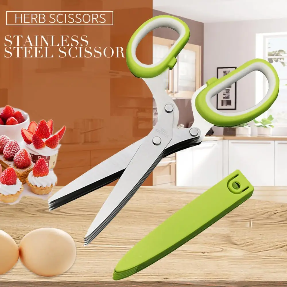 Multifunctional 5 Layers Stainless Steel Knives Multi-Layers KItchen Scissors Scallion Cutter Herb Laver Spices Cook Tool Cut
Multifunctional 5 Layers Stainless Steel Knives Multi-Layers KItchen Scissors Scallion Cutter Herb Laver Spices Cook Tool Cut