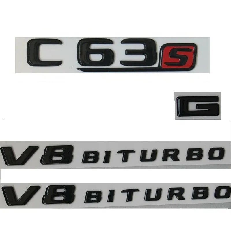 Глянцевый черный C63s для M G V8 BITURBO значки багажника-эмблемы W205 | Автомобили и