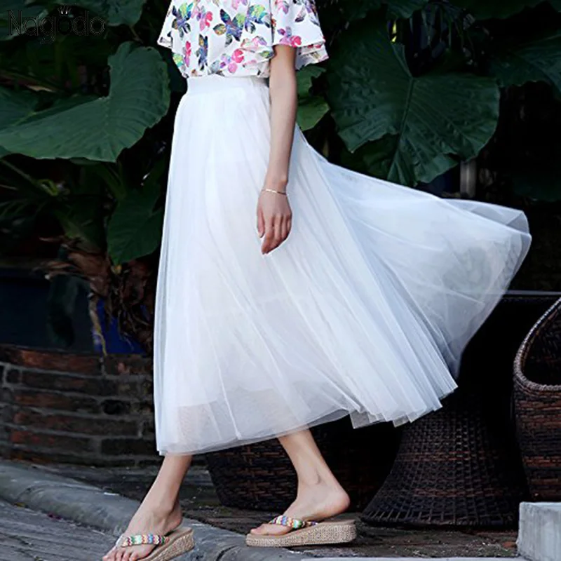 80cm 2 layers Tulle Skirt 2019 Spring Summer High Waist Long Skirt Elastic Waist Soft Mesh White Black Skirts Womens Jupe Femme
80cm 2 layers Tulle Skirt 2019 Spring Summer High Waist Long Skirt Elastic Waist Soft Mesh White Black Skirts Womens Jupe Femme