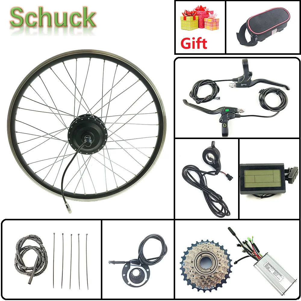 

Schuck Electric Bicycle Conversion kit 36V350W Rear Hub Motor wheel EBIKE kit with KT LCD3 Display with spoke and rim