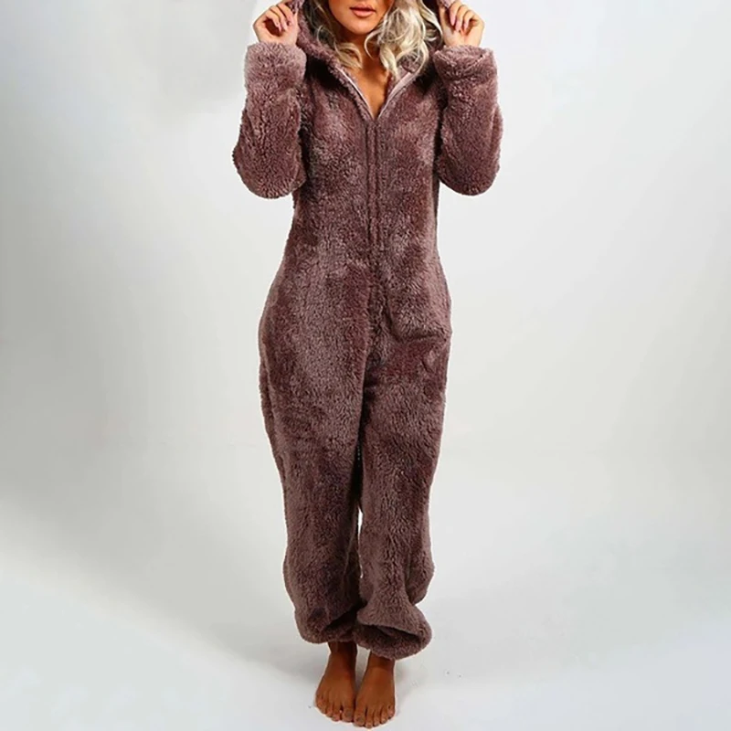 2020 New European and American Autumn and Winter Women's Cross-Border Foreign Trade plus Velvet Padded Furry Jumpsuit Hooded Paj
2020 New European and American Autumn and Winter Women's Cross-Border Foreign Trade plus Velvet Padded Furry Jumpsuit Hooded Paj