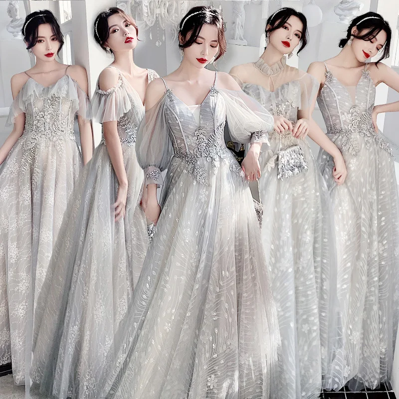 2019 Bridesmaid Serve Winter Immortal Temperament Long Fund Sisters Skirt Bridesmaid Group Gray bridemaid Dress 
2019 Bridesmaid Serve Winter Immortal Temperament Long Fund Sisters Skirt Bridesmaid Group Gray bridemaid Dress