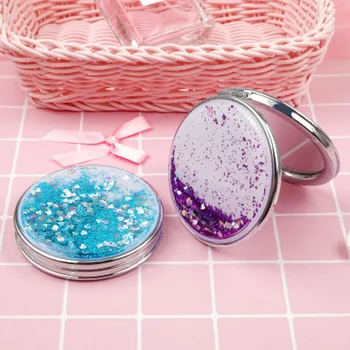 Portable Double-Sided Folding Cosmetic Mirror Female Gifts with Flowing Sparkling Sand Mini Makeup Mirror Compact Pocket Mirrors 
Portable Double-Sided Folding Cosmetic Mirror Female Gifts with Flowing Sparkling Sand Mini Makeup Mirror Compact Pocket Mirrors