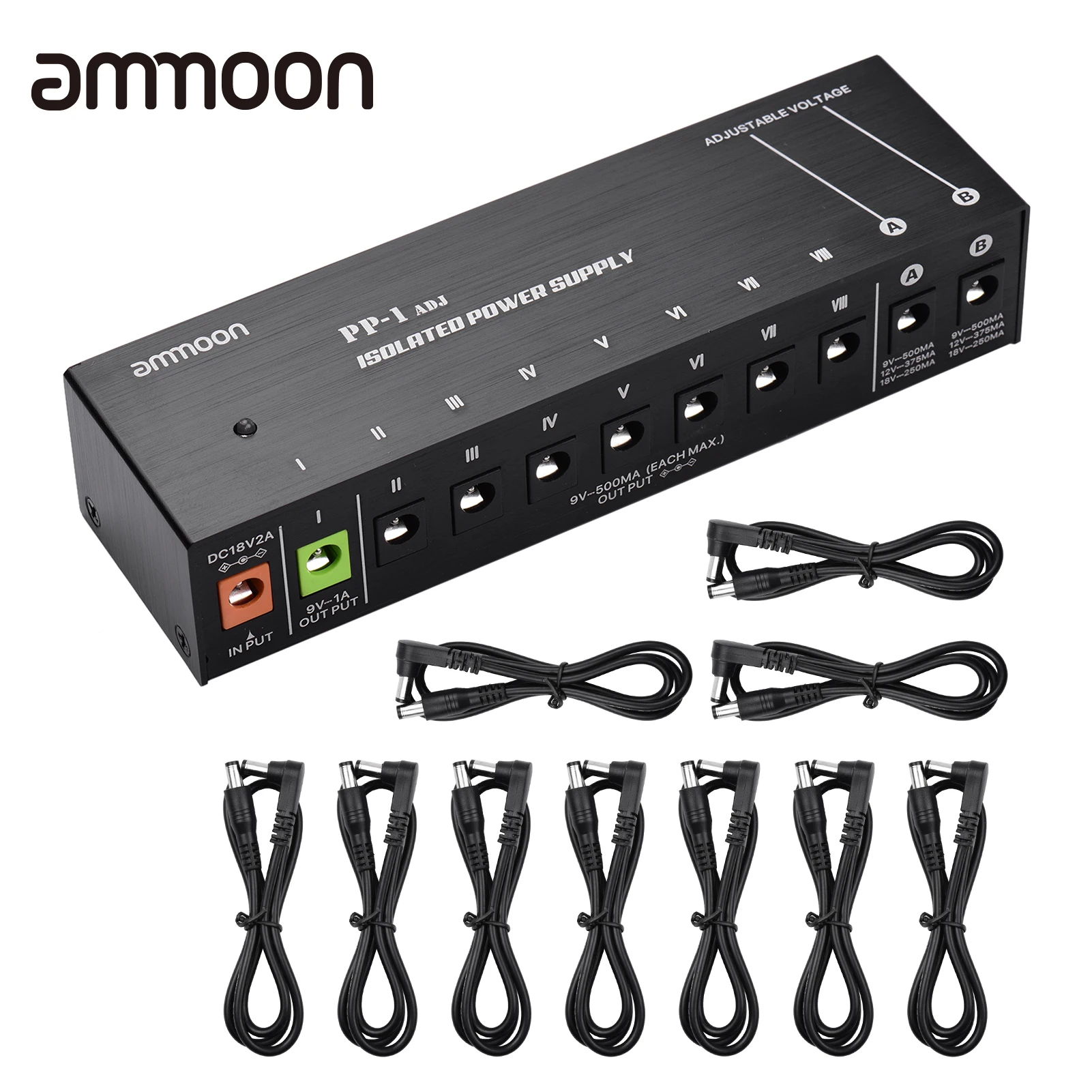 ammoon PP-1 Portable Guitar Effects Power Supply Station Distributor 10 Isolated DC Outputs for 9V/ 12V/ 18V Effect Full Metal
ammoon PP-1 Portable Guitar Effects Power Supply Station Distributor 10 Isolated DC Outputs for 9V/ 12V/ 18V Effect Full Metal