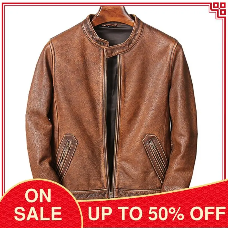 2020 Vintage Brown American Style Motorcycle Leather Jacket Men Large Size 5XL Genuine Cowhide Autumn Slim Fit Biker's Coat
2020 Vintage Brown American Style Motorcycle Leather Jacket Men Large Size 5XL Genuine Cowhide Autumn Slim Fit Biker's Coat