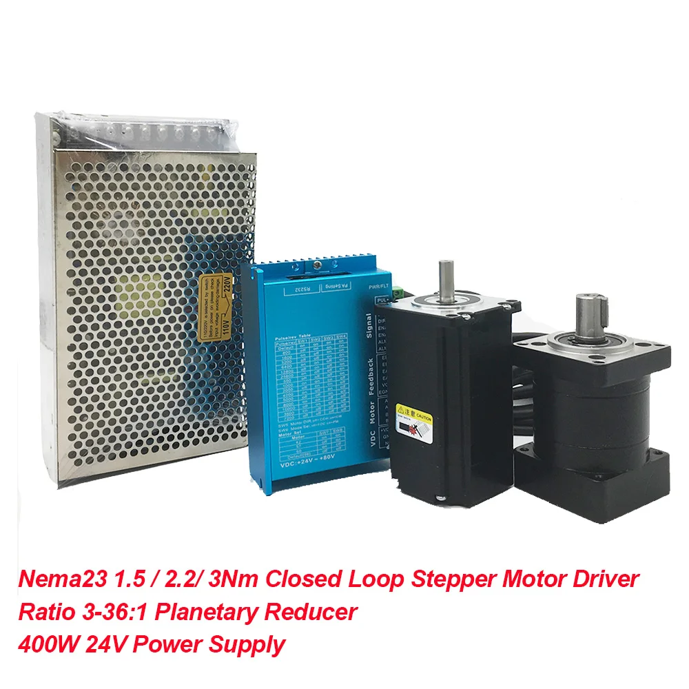 Nema23 57MM 1.5 2.2 3nm Closed Loop Stepper Motor Driver & Ratio 3-36:1 Planetary Reducer &400W Power Supply Encoder Easy Servo
Nema23 57MM 1.5 2.2 3nm Closed Loop Stepper Motor Driver & Ratio 3-36:1 Planetary Reducer &400W Power Supply Encoder Easy Servo