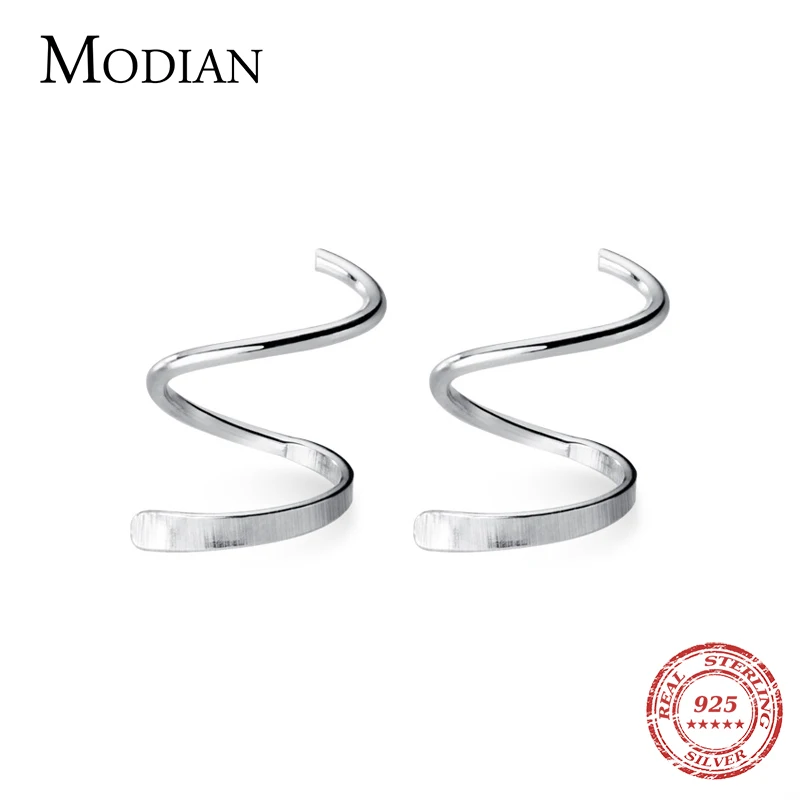 Modian Authentic 925 Sterling Silver Geometric Spiral Hoop Earring for Women Simple Gold Color Fashion Fine Jewelry | Украшения и
