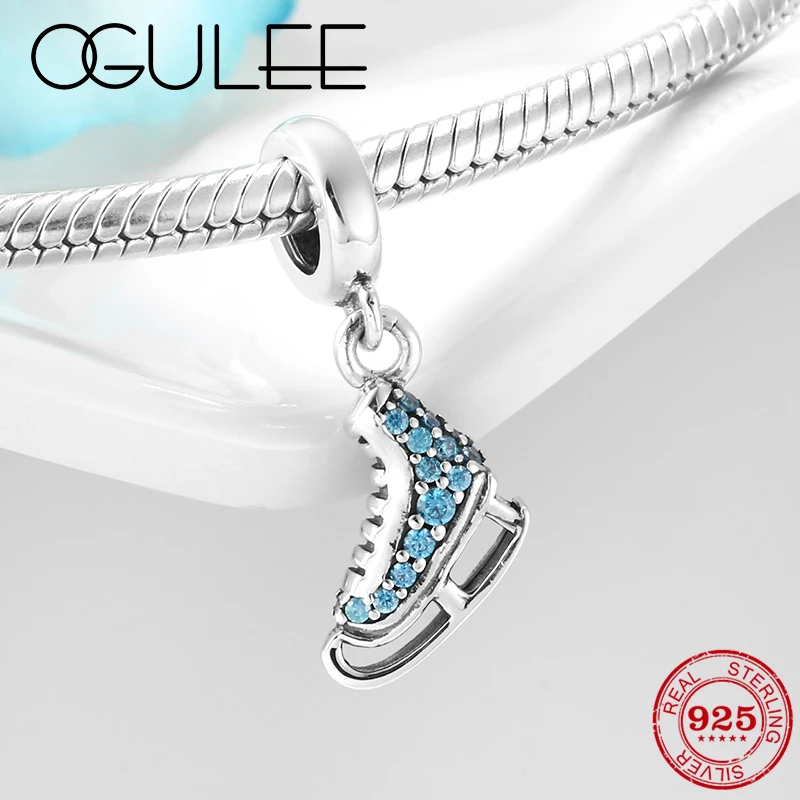 Luxury Blue Zircon Roller skates DIY Pendant Charm Original 925 Sterling Silver Pendant Bead Fit Pandora Bracelet Jewelry Making 
Luxury Blue Zircon Roller skates DIY Pendant Charm Original 925 Sterling Silver Pendant Bead Fit Pandora Bracelet Jewelry Making