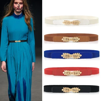 Leaves Buckle Women Waist Belt Elastic Ladies Belt for Dress Thin Shiny Skinny Leather White Black Blue Female Belt pasek damski
Leaves Buckle Women Waist Belt Elastic Ladies Belt for Dress Thin Shiny Skinny Leather White Black Blue Female Belt pasek damski