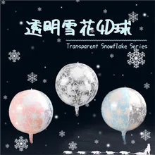 22 Inch Snowflake Printing 4D Transparent Balloon Aluminum Foil Birthday Party Decoration