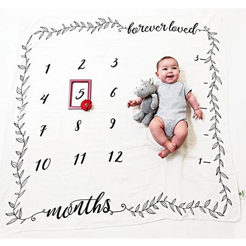 2020 Baby Milestone Blanket Newborn Photography Photo Props Cartoon Animal Toddler Memorial Day Monthly Background Cloth