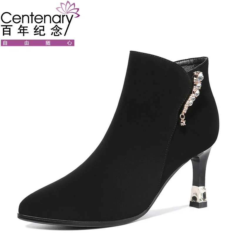 Centennial 2019 Autumn And Winter Women's Pointed-Toe Thin Heeled Boots Side Zipper Man-made Diamond Short Boots Waterproof Plat
Centennial 2019 Autumn And Winter Women's Pointed-Toe Thin Heeled Boots Side Zipper Man-made Diamond Short Boots Waterproof Plat