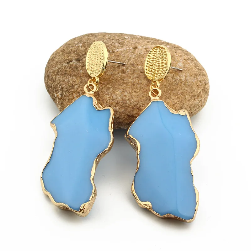 Bijoux Fashion Chic Golded Blue Yellow Big Long Drop Earrings For Women Jewelry Statement Pendientes Mujer Moda 2019 Ohrringe (2)
