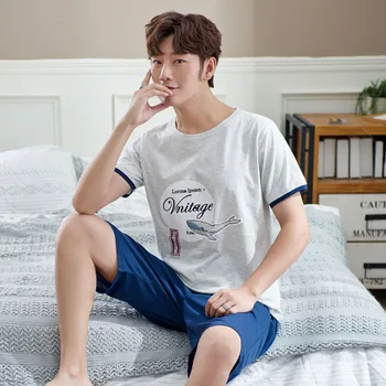 Pajamas Men's Spring Summer printed Loose Short Sleeve Shorts Korean-style Cute Home wear Set
Pajamas Men's Spring Summer printed Loose Short Sleeve Shorts Korean-style Cute Home wear Set