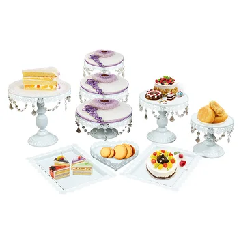 4pcs-18pcs gold Crystal cake stand set silver metal face wedding party table 
4pcs-18pcs gold Crystal cake stand set silver metal face wedding party table