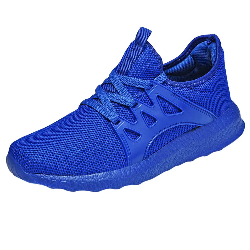 SAGACE Sneakers Men's Fashion Casual Mesh Lace Up Blue Solid Sport Running Shoes Comfortable Breathable Lightweight X0108 | Обувь