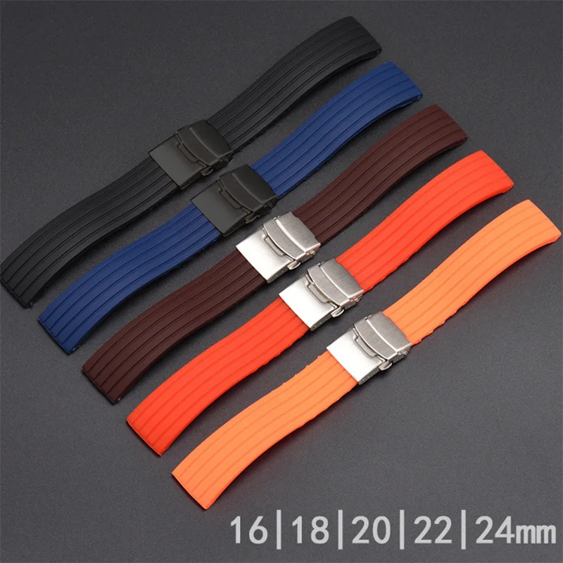 Silicone Watch Band 18mm 20mm 22mm 24mm Folding Buckle Waterproof Rubber Men Replacement Bracelet For galaxy watch 3 For Huawei 
Silicone Watch Band 18mm 20mm 22mm 24mm Folding Buckle Waterproof Rubber Men Replacement Bracelet For galaxy watch 3 For Huawei