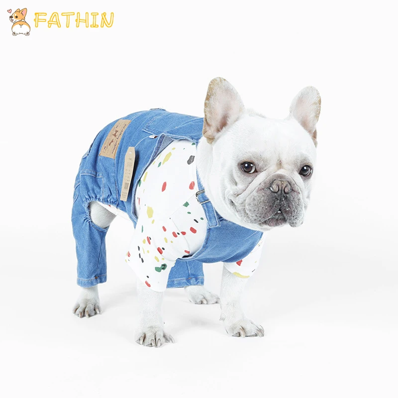 Модные ковбойские комбинезоны для собак с изображением французского бульдога