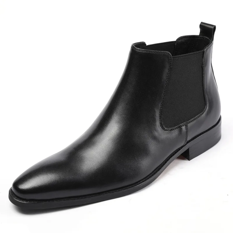 Black Brand Handmade Slip-on Genuine Leather Chelsea Boots Luxury Handcraft Casual Ankle Boots Chelsea boots Mens Dress Boots