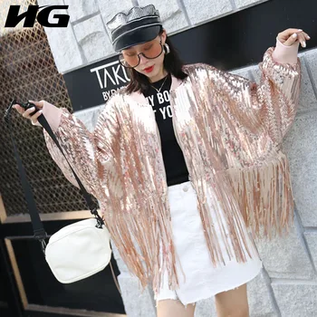 HG Sequin Tassel Coat Woman Batwing Sleeve Zipper 2019 New Autumn Top Female Streetwear Fashion Personality Leisure ZYQ1627 
HG Sequin Tassel Coat Woman Batwing Sleeve Zipper 2019 New Autumn Top Female Streetwear Fashion Personality Leisure ZYQ1627