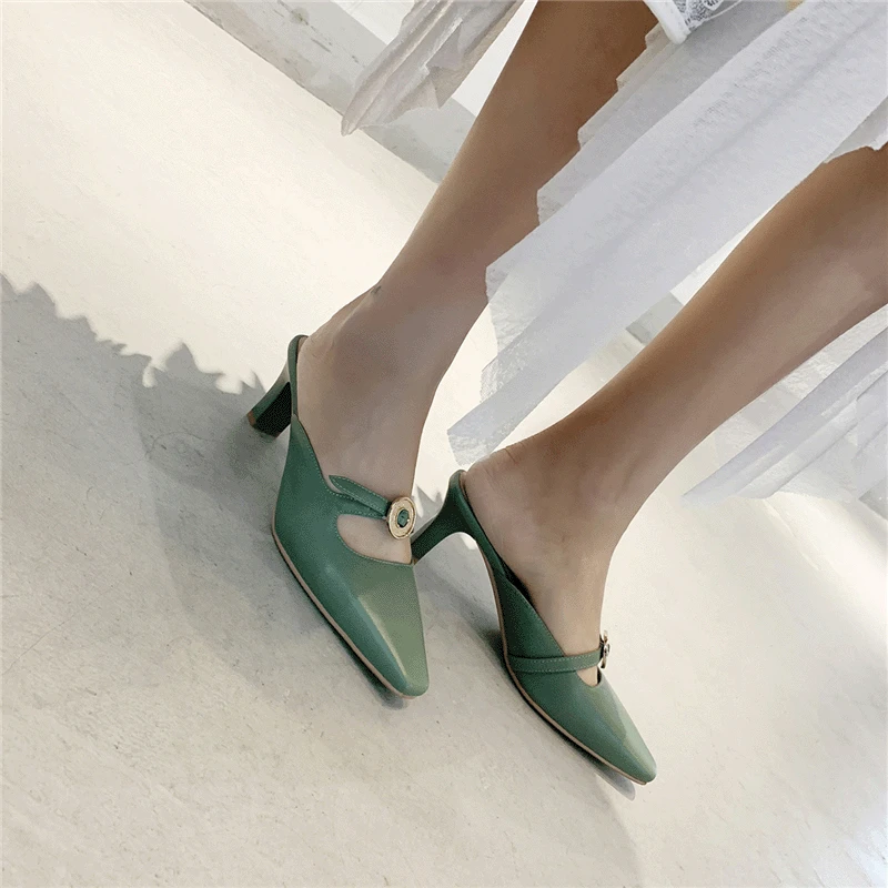 2019 Spring New Style Semi-Closed-toe Outer Wear High Heel Slippers Women's Genuine Leather Korean-style Mules Shoes Small Squar
2019 Spring New Style Semi-Closed-toe Outer Wear High Heel Slippers Women's Genuine Leather Korean-style Mules Shoes Small Squar
