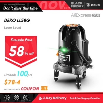 DEKO LL58G 5 Line 6 Points Green Laser Level Self-leveling Horizontal&Vertical 360 Degree With Strong BMC Box Li-ion Battery
DEKO LL58G 5 Line 6 Points Green Laser Level Self-leveling Horizontal&Vertical 360 Degree With Strong BMC Box Li-ion Battery