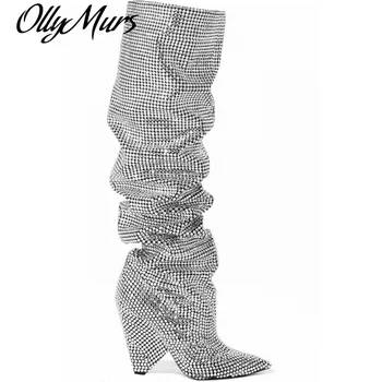 Runway Shoes Luxury 2018 Glitter Leather Crystal Shoes Woman Thick Spike Heels Knee High Boots Slip On Fashion Sexy Long Boots
Runway Shoes Luxury 2018 Glitter Leather Crystal Shoes Woman Thick Spike Heels Knee High Boots Slip On Fashion Sexy Long Boots