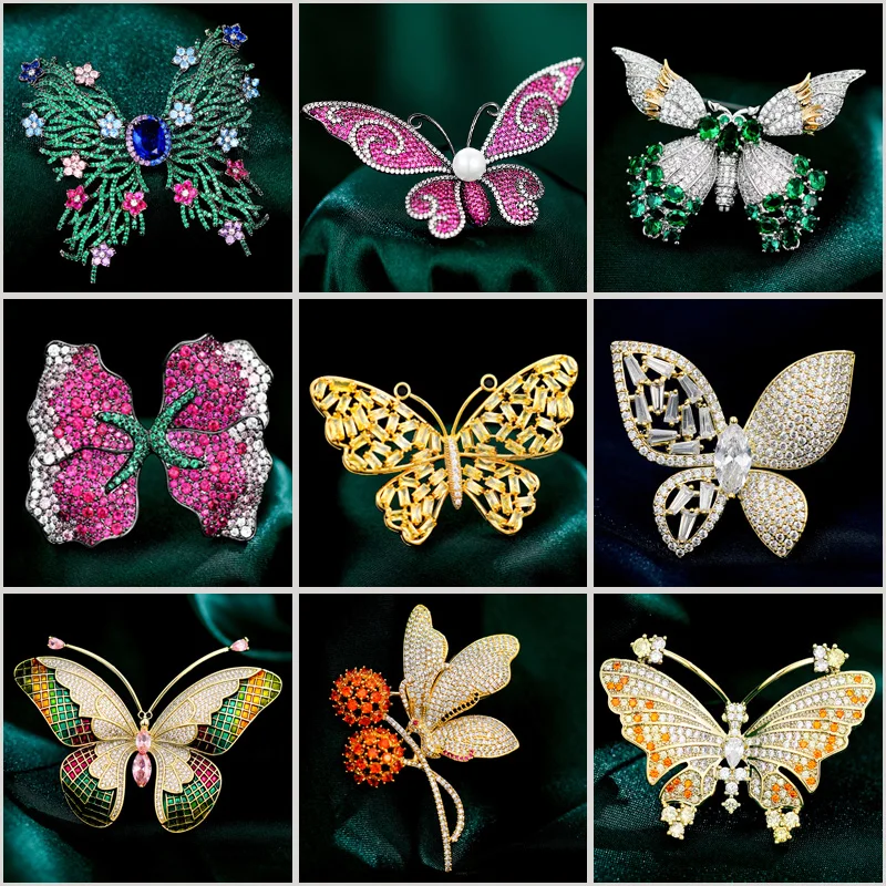 

Милая красочная брошь в виде бабочки с кубическим цирконием, булавка, креативные броши с животными, насекомыми для женщин, шляпа, сумка, аксессуары для одежды, корсаж