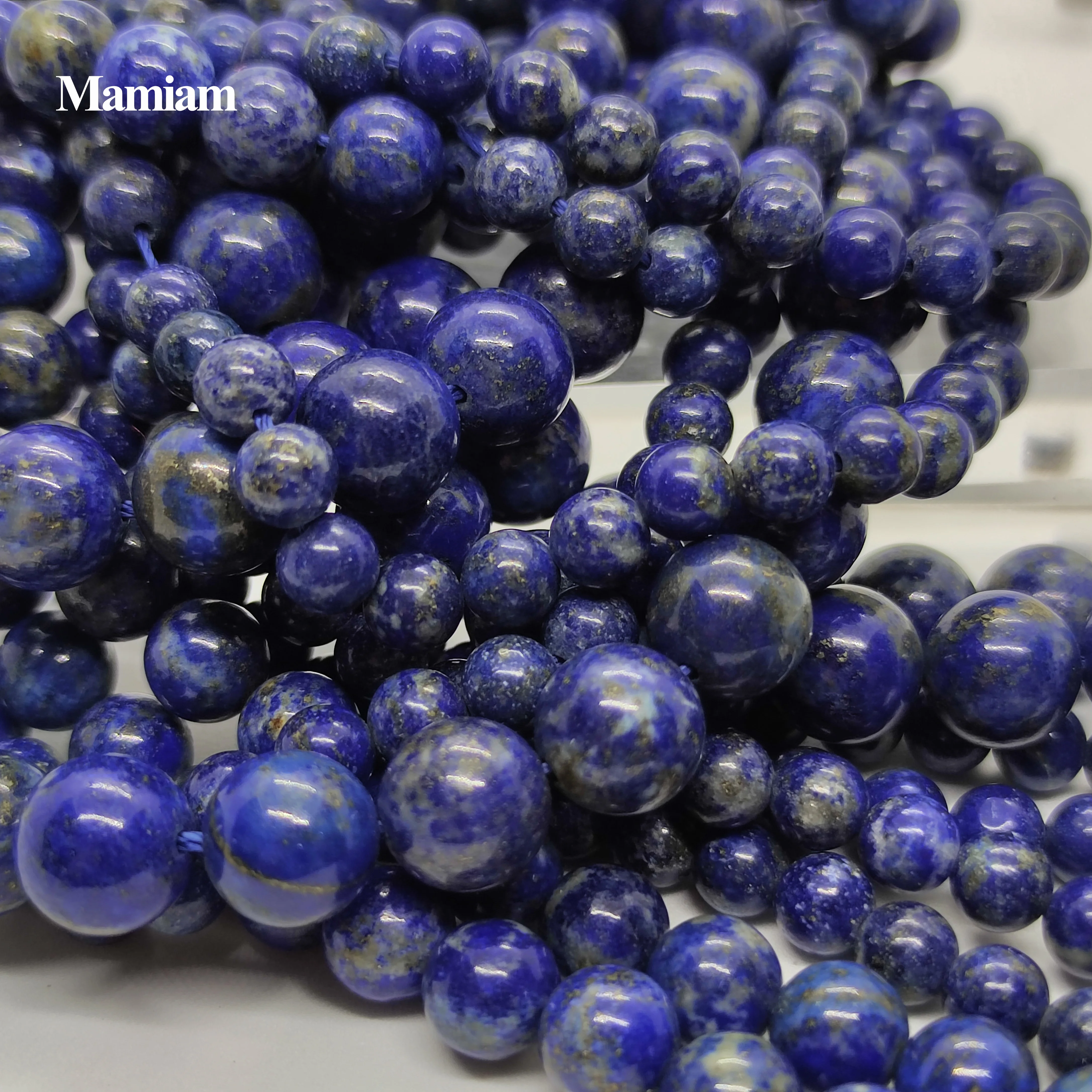 

Mamiam Natural A Lapis Lazuli Beads 6mm 8mm 10mm Smooth Round Loose Stone DIY Bracelet Necklace Jewelry Making Gemstone Design