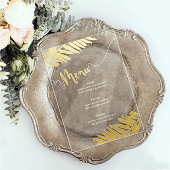 10pcs Transparent Acrylic Card gold printing,white customize wedding invitations 
10pcs Transparent Acrylic Card gold printing,white customize wedding invitations