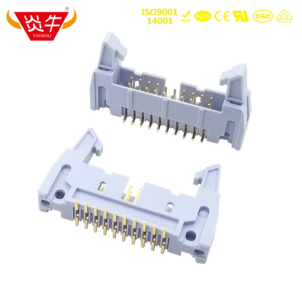 

DC2 20P 2*10P DOUBLE ROW SMT SMD IDC SOCKET BOX 2.54mm PITCH EJECTOR HEADER STRAIGHT CONNECTOR CONTACT GOLD-PLATED 3U UL94V-0