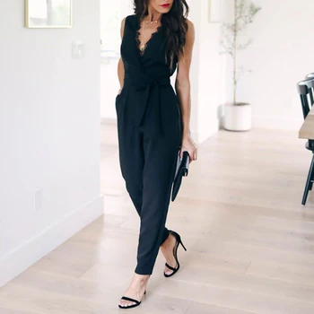 Summer Sexy Women Jumpsuit Lace Patchwork Deep V Neck Lace Up Fashion Pockets Sleeveless V Est Full Length Regular
Summer Sexy Women Jumpsuit Lace Patchwork Deep V Neck Lace Up Fashion Pockets Sleeveless V Est Full Length Regular
