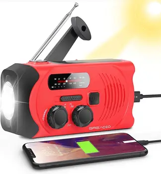Emergency Solar Powered AM/FM Hand-Crank Radio with Bright Flashlight, SOS Alarm and 2000mAh Power Bank for Emergency Outdoor
Emergency Solar Powered AM/FM Hand-Crank Radio with Bright Flashlight, SOS Alarm and 2000mAh Power Bank for Emergency Outdoor