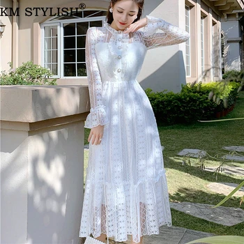 Women's Clothings Long Dress vestidos 2020 New Spring White Stitched Lace Long Flare Sleeve Gown One-piece Full Dress
Women's Clothings Long Dress vestidos 2020 New Spring White Stitched Lace Long Flare Sleeve Gown One-piece Full Dress