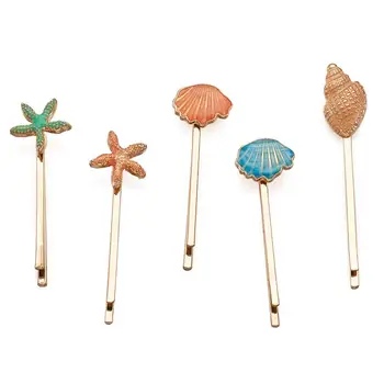 5pcs/set Iron Hair Clips with Enamel and Alloy Findings Shell & Starfish Mixed Color
5pcs/set Iron Hair Clips with Enamel and Alloy Findings Shell & Starfish Mixed Color