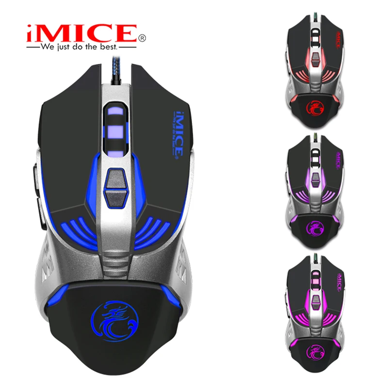 

IMICE Backlit Programmable Gaming Mouse 800/1200/2400/3200 DPI 7 Buttons USB Wired Optical Computer Mice for PC Laptop TV Box