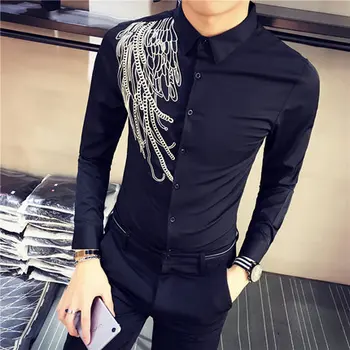 Free ship New Sexy Male nightclub Personality Metrosexual wing embroidery white/black long sleeves shirt Men's slim Asia size 
Free ship New Sexy Male nightclub Personality Metrosexual wing embroidery white/black long sleeves shirt Men's slim Asia size