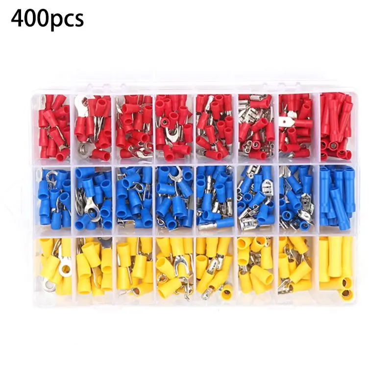 400 PCS 24value Assorted Heat Shrink Wire Connector Kit - Electrical connectors Insulated Wire Terminals Crimp Ring Butt Spade
400 PCS 24value Assorted Heat Shrink Wire Connector Kit - Electrical connectors Insulated Wire Terminals Crimp Ring Butt Spade
