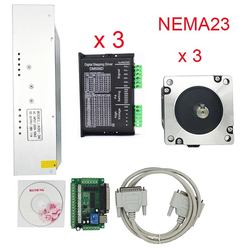 CNC Router 3 Axis Stepper Motor Nema 23 + Driver DM556D + 400W Power Supply MACH3 5 Axis CNC Breakout Board
CNC Router 3 Axis Stepper Motor Nema 23 + Driver DM556D + 400W Power Supply MACH3 5 Axis CNC Breakout Board