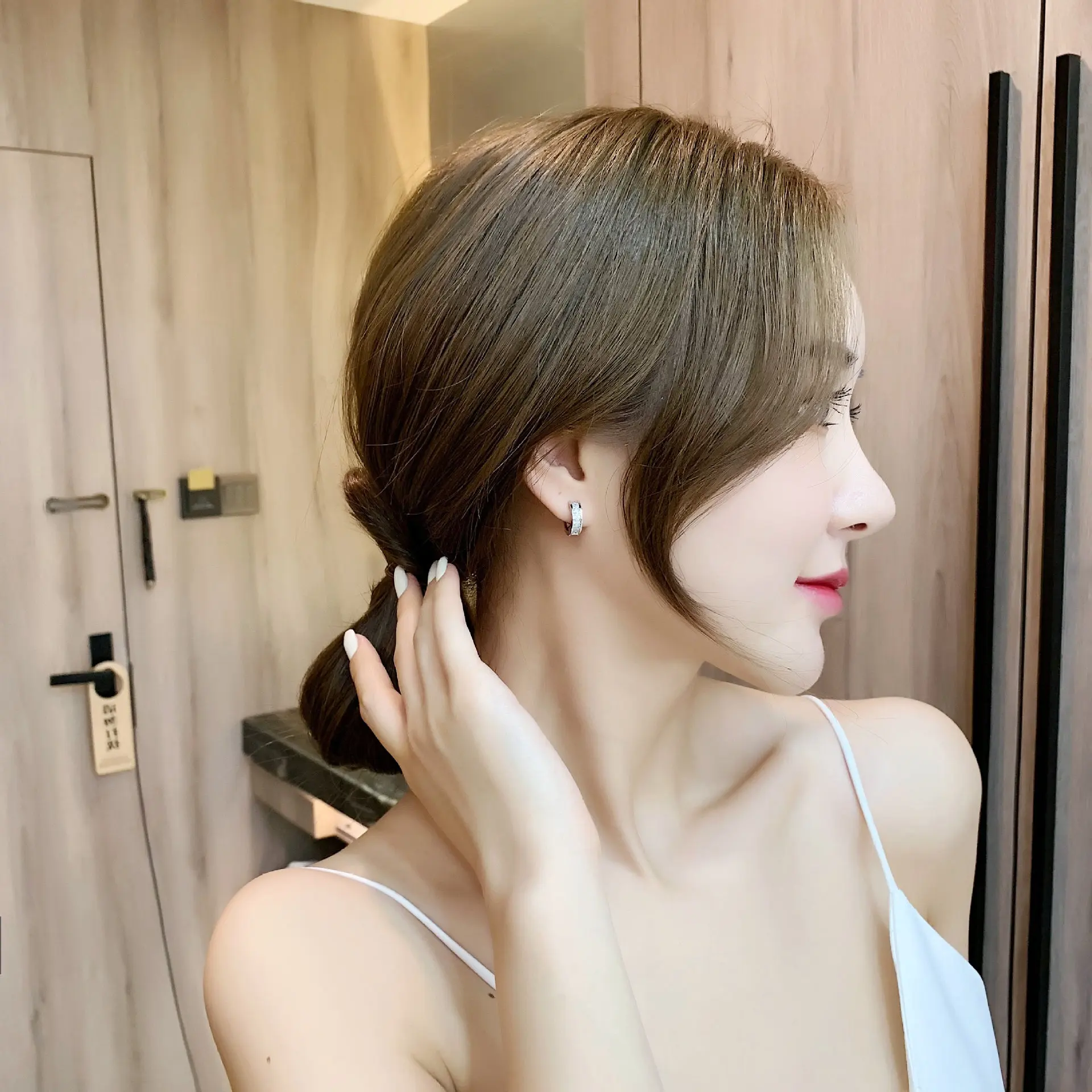 LByzHan – petites boucles d'oreilles rondes incrustées de Zircon pour femmes, bijoux en argent Sterling 925 4