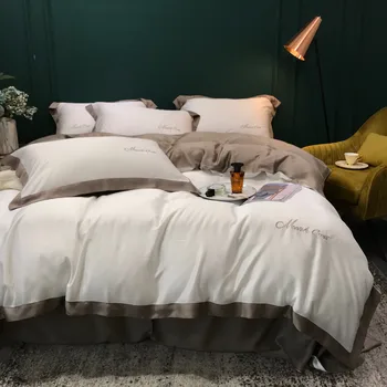 Spring and Summer 60 Plain Color Tencel Four-piece Set Two Sorts Viscose Embroidered Denim Quilt Cover Sheet Bare Sleeping Beddi
Spring and Summer 60 Plain Color Tencel Four-piece Set Two Sorts Viscose Embroidered Denim Quilt Cover Sheet Bare Sleeping Beddi