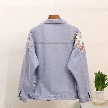 Autumn 2020 New Loose Fit Denim Jacket Women Ripped Hole Sequins Beading Short Jacket Long Sleeve Turn Down Collar Top Coat
Autumn 2020 New Loose Fit Denim Jacket Women Ripped Hole Sequins Beading Short Jacket Long Sleeve Turn Down Collar Top Coat