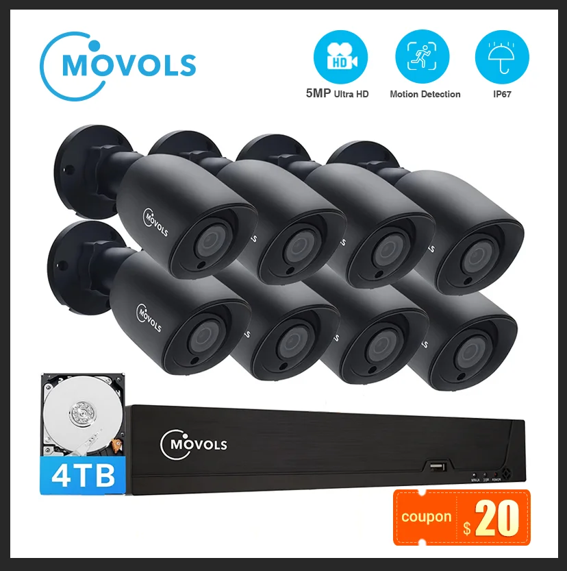 MOVOLS 5MP CCTV Camera Security System Kit 5mp AHD Camera Outdoor IR Security Camera Video Surveillance System 8ch DVR Set
MOVOLS 5MP CCTV Camera Security System Kit 5mp AHD Camera Outdoor IR Security Camera Video Surveillance System 8ch DVR Set