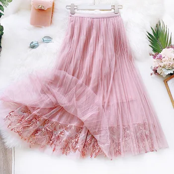 Faldas Mujer 2020 Sequins Skirts Women High Waist A-Line Pleated Skirts Jupe Femme Saias Elegant Kwaii Women Mesh Skirts Girls
Faldas Mujer 2020 Sequins Skirts Women High Waist A-Line Pleated Skirts Jupe Femme Saias Elegant Kwaii Women Mesh Skirts Girls