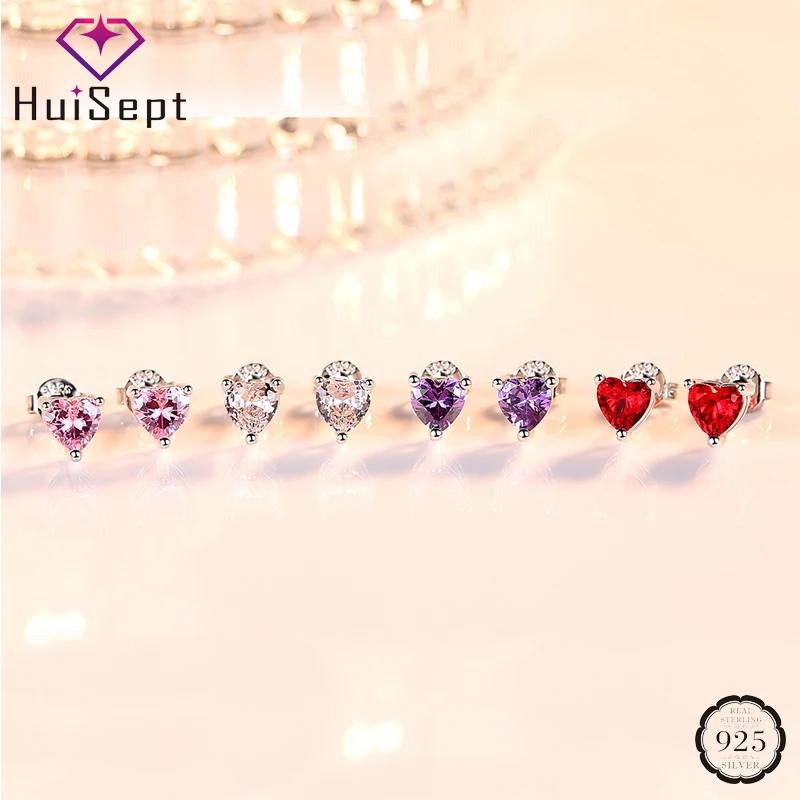 HuiSept Trendy 925 Silver Stud Earrings Heart-shaped Colorful Topaz Gemstones Jewelry Earrings for Women Wedding Party Wholesale 
HuiSept Trendy 925 Silver Stud Earrings Heart-shaped Colorful Topaz Gemstones Jewelry Earrings for Women Wedding Party Wholesale