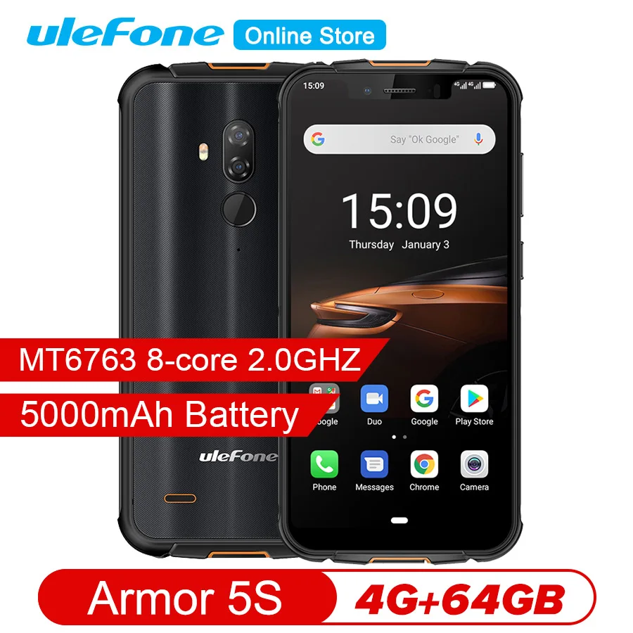 Ulefone Armor 5S 5.85'' Waterproof IP68 NFC Rugged MT6763 Otca-core Android 9.0 4GB+64GB wireless charge 4G LTE Mobile Phone
Ulefone Armor 5S 5.85'' Waterproof IP68 NFC Rugged MT6763 Otca-core Android 9.0 4GB+64GB wireless charge 4G LTE Mobile Phone