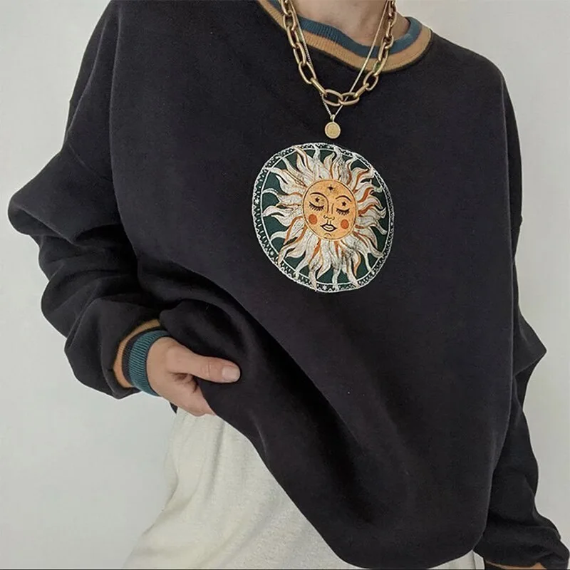 Printed Sweatshirts for Women College Style Chic Graphic O-Neck Cute Streetwear Female Simple Basic Spring Fall Clother 2021
Printed Sweatshirts for Women College Style Chic Graphic O-Neck Cute Streetwear Female Simple Basic Spring Fall Clother 2021